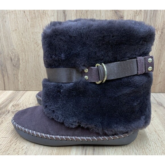 Jessica Simpson Women's Micro Suede Boot Bootie Slippers Fur Lining Brown Size 9 - Picture 3 of 16